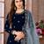 Navy blue embroidered velvet patiyala suit