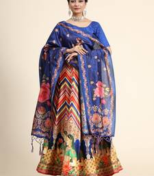 Blue Satin Silk Lehenga Choli Set With Dupatta