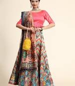 Grey Semi-Stitched Lehenga Choli Set With Dupatta