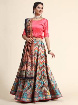 Grey Semi-Stitched Lehenga Choli Set With Dupatta 2