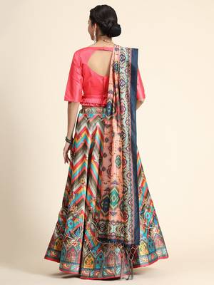 Grey Semi-Stitched Lehenga Choli Set With Dupatta 4