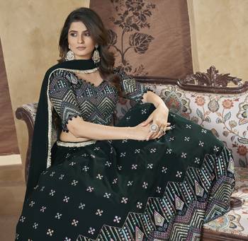 Green Pigment Foil Worked L Size Stitched Georgette Lehenga Choli For Wedding 2