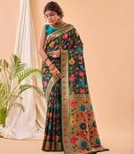 Green Color Paithani silk blend Saree With Jaal Design
