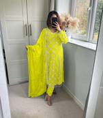 Women latest sequence work faux georgette kurta pant with dupatta sets