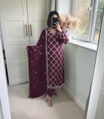 Women latest sequence work faux georgette kurta pant with dupatta sets