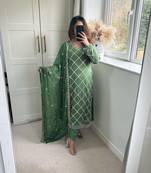 Women latest sequence work faux georgette kurta pant with dupatta sets