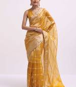 Fringe Lace Flair Organza Saree with Zari Woven Work and Delicate Trimming with Matching Blouse.