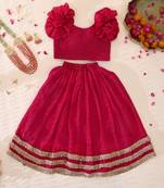 Girls's Magenta Lehenga Top Set