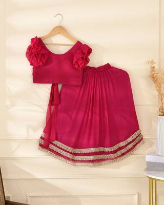 Girls's Magenta Lehenga Top Set 2