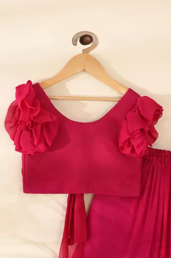 Girls's Magenta Lehenga Top Set
