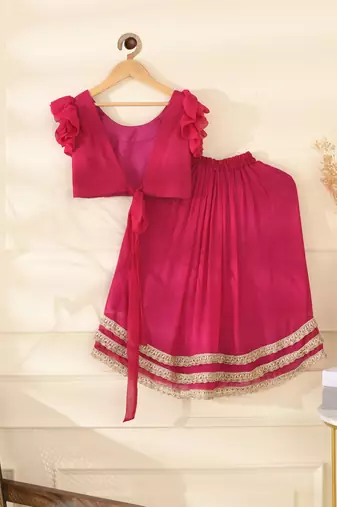 Girls's Magenta Lehenga Top Set