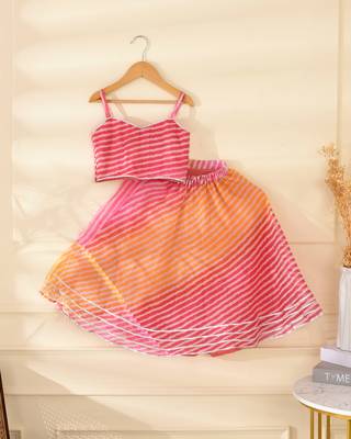 Girl's Rani Yellow Lehenga Set 4