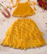 Girl's Yellow Leheriya Lehenga Set