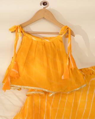 Girl's Yellow Leheriya Lehenga Set 3