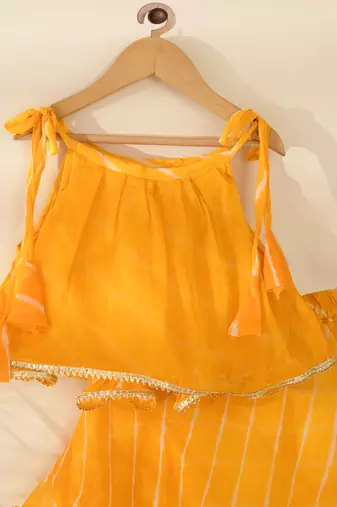 Girl's Yellow Leheriya Lehenga Set