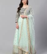 Outstanding Sky Blue Sequins Soft Net Lehenga Choli With Dupatta