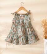 Girl's blue tiered flared dress