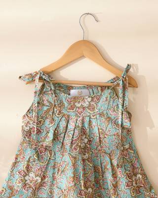 Girl's blue tiered flared dress 2