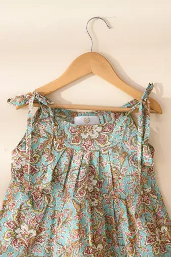 Girl's blue tiered flared dress