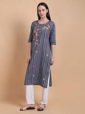 Grey Khadi Cotton Kurti 1