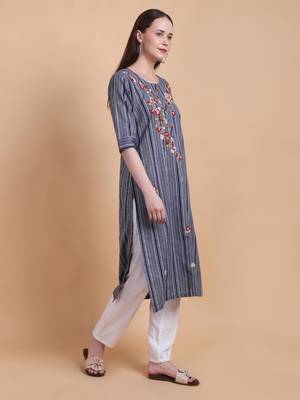Grey Khadi Cotton Kurti 2