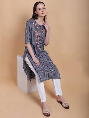 Grey Khadi Cotton Kurti 3