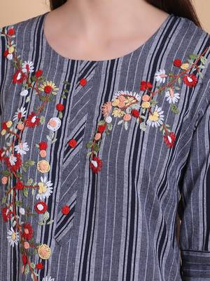 Grey Khadi Cotton Kurti 4