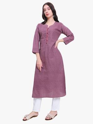 Purple Cotton Cambric Chikankari Kurti 1