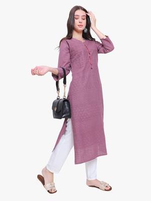 Purple Cotton Cambric Chikankari Kurti 2