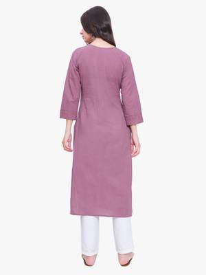 Purple Cotton Cambric Chikankari Kurti 3