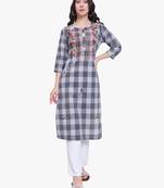 Grey Khadi Checks Kurti
