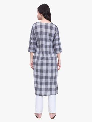 Grey Khadi Checks Kurti 3