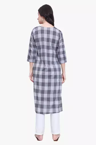 Grey Khadi Checks Kurti