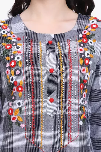 Grey Khadi Checks Kurti