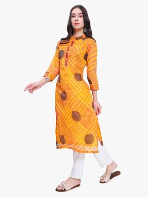 Yellow Kota Doriya Printed Kurti 1