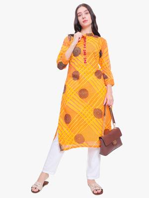 Yellow Kota Doriya Printed Kurti 2