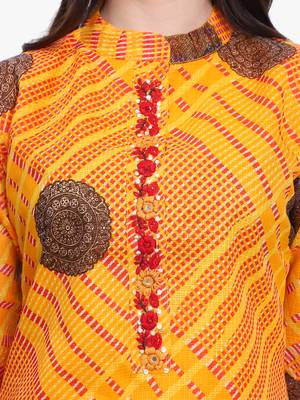 Yellow Kota Doriya Printed Kurti 4