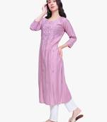 Lavender Roman Silk Kurti