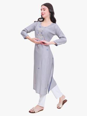 Grey Cotton Silk Kurti 1