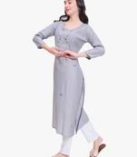 Grey Cotton Silk Kurti