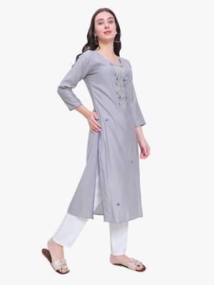 Grey Cotton Silk Kurti 2
