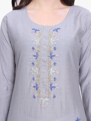 Grey Cotton Silk Kurti 3