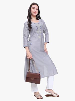 Grey Cotton Silk Kurti 4