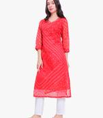 Red Kota Doriya Printed Kurti