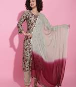 Off-White Modal Viscose Kurti Set With Dupatta