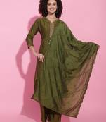 Green Viscose Kurti Set