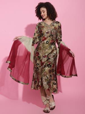 Light Brown Modal Viscose Kurti Set 1