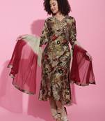 Light Brown Modal Viscose Kurti Set