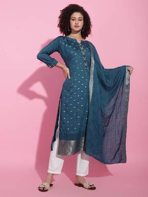 Blue Silk Kurta Set 1