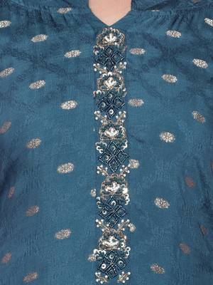 Blue Silk Kurta Set 3